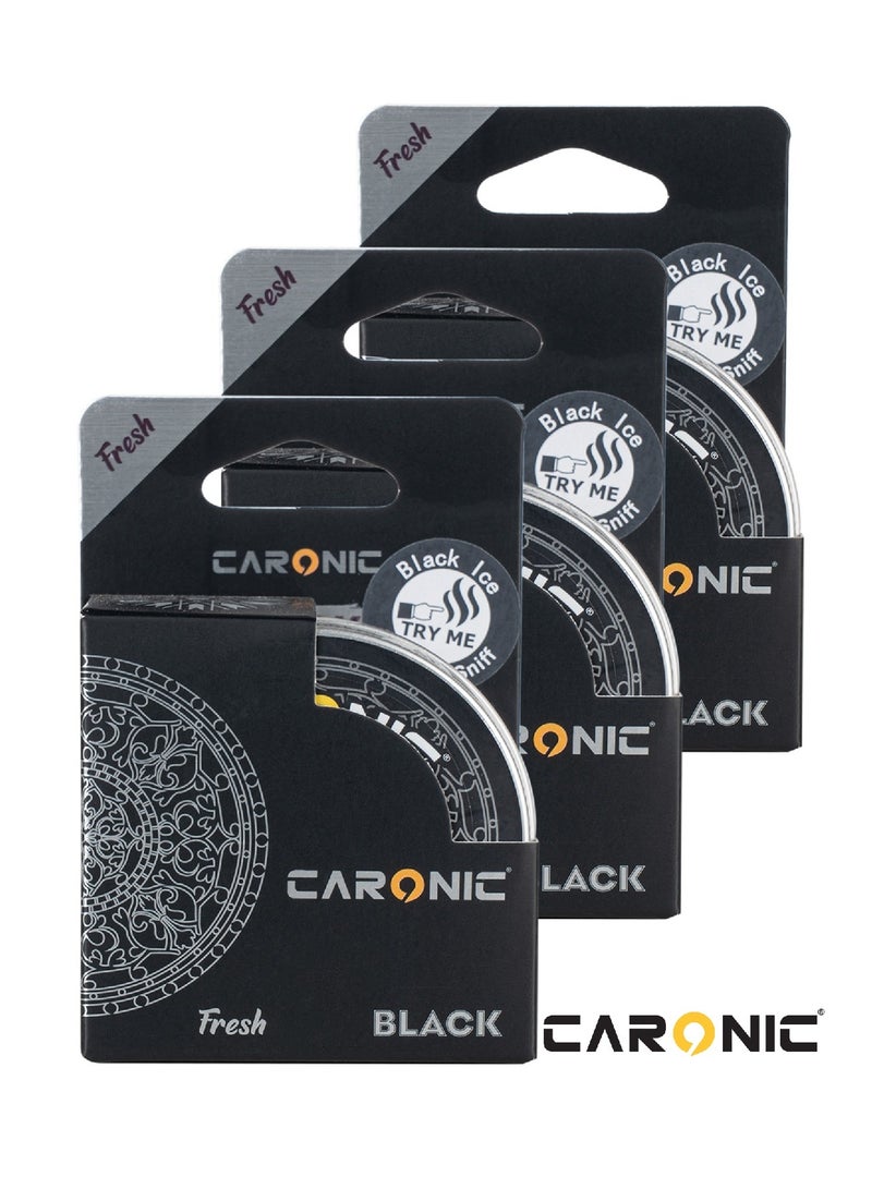 CARONIC Car Air Freshener with Adjustable Lid for Desired Strength for Auto or Home Black Ice Pack Of 3 - Image 1